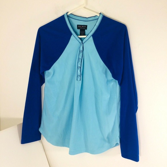 AXCESS Liz Claiborne Blue Pajama Top Women's size Medium Nice - Picture 1 of 5